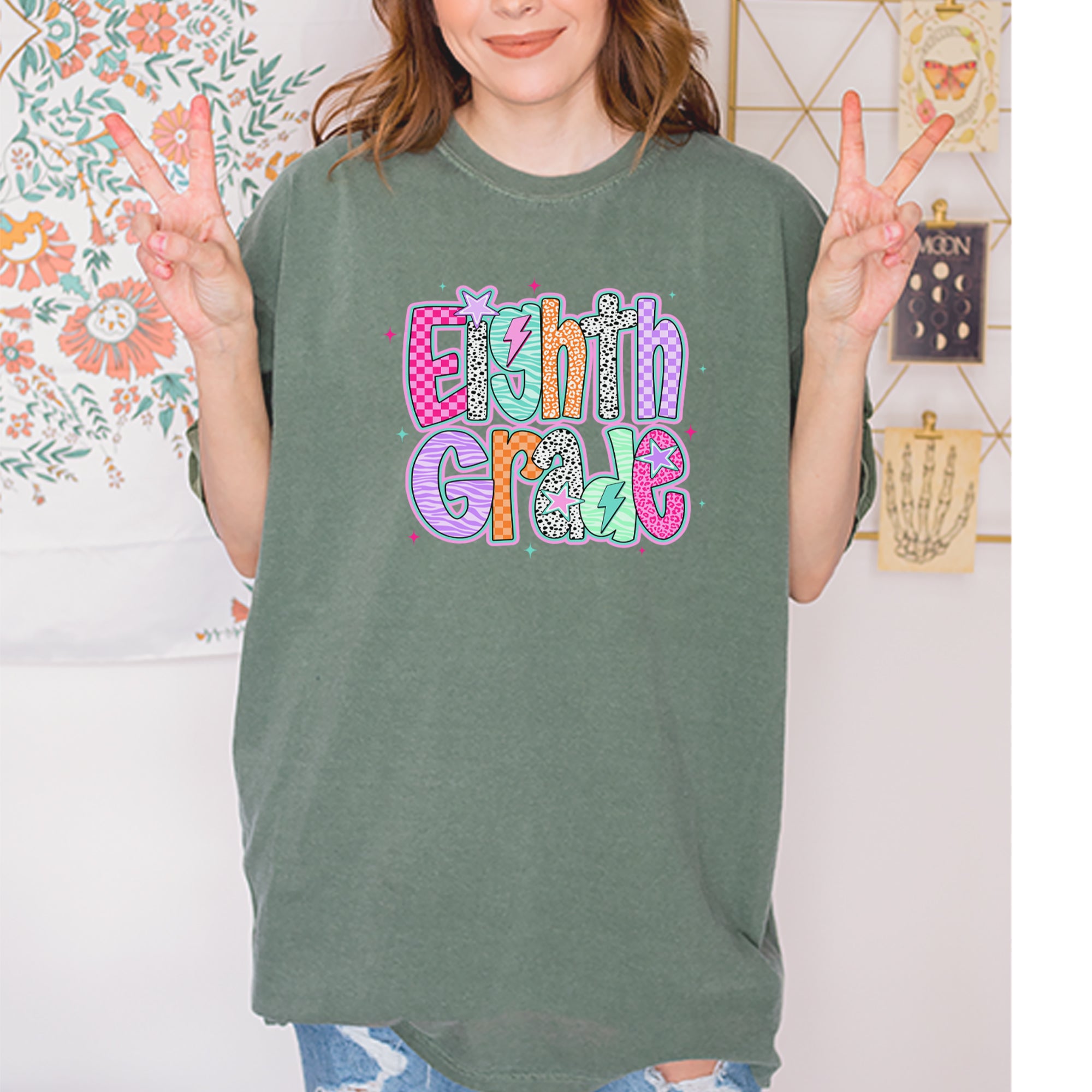 Eighth Grade Energy Colorful Back to School Vintage Soft Unisex T-shirt 