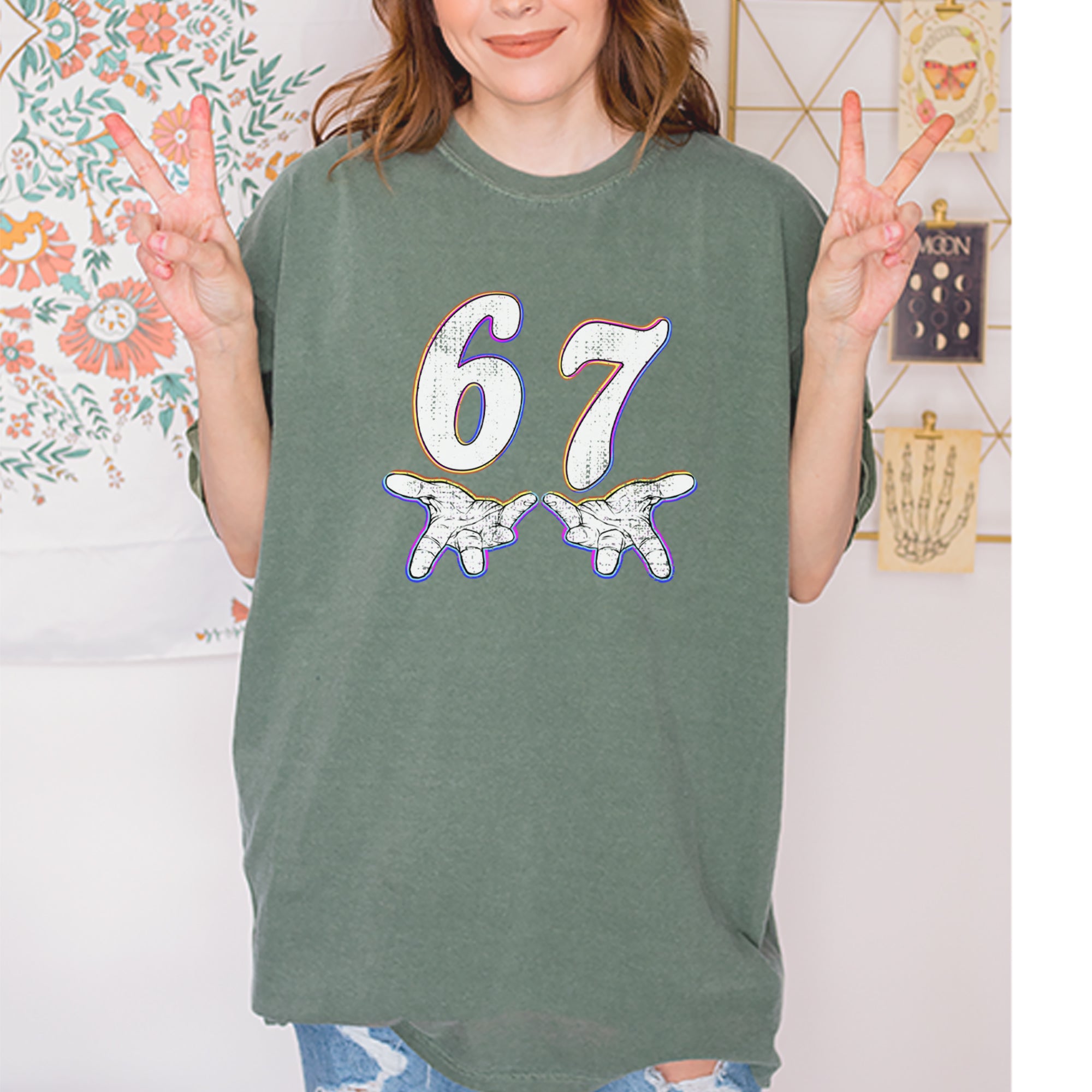 67 Hands Meme Viral Drill Vintage Soft Unisex T-shirt 