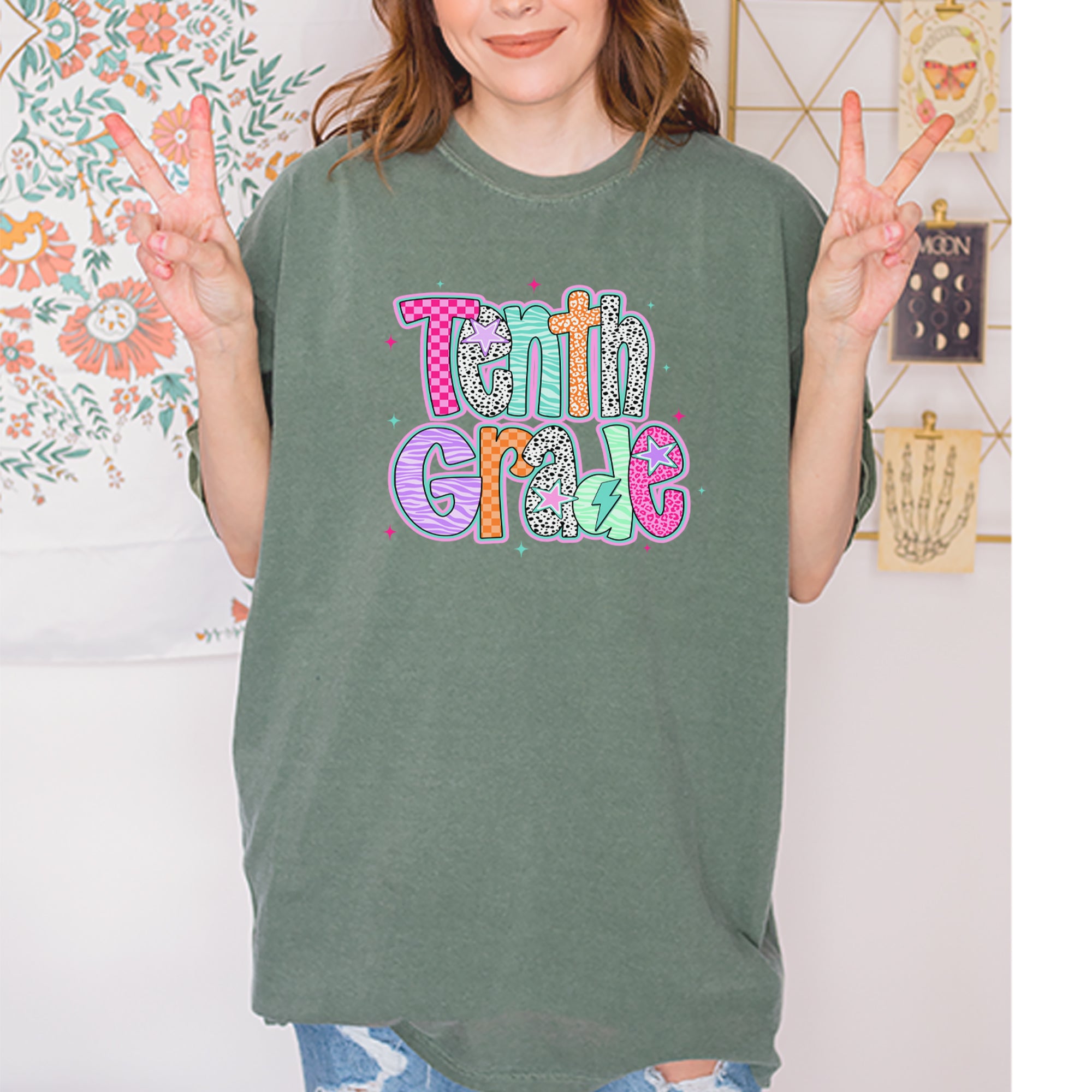 Tenth Grade Trendsetter Colorful Back to School Vintage Soft Unisex T-shirt 