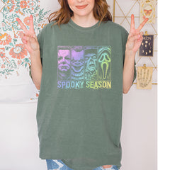 Spooky Season Horror Icons Halloween Vintage Soft Unisex T-shirt 