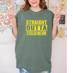 Straight Outta Steeler Nation Football graphic on Garment-Dyed Heavyweight Unisex T-Shirt alternate view 28
