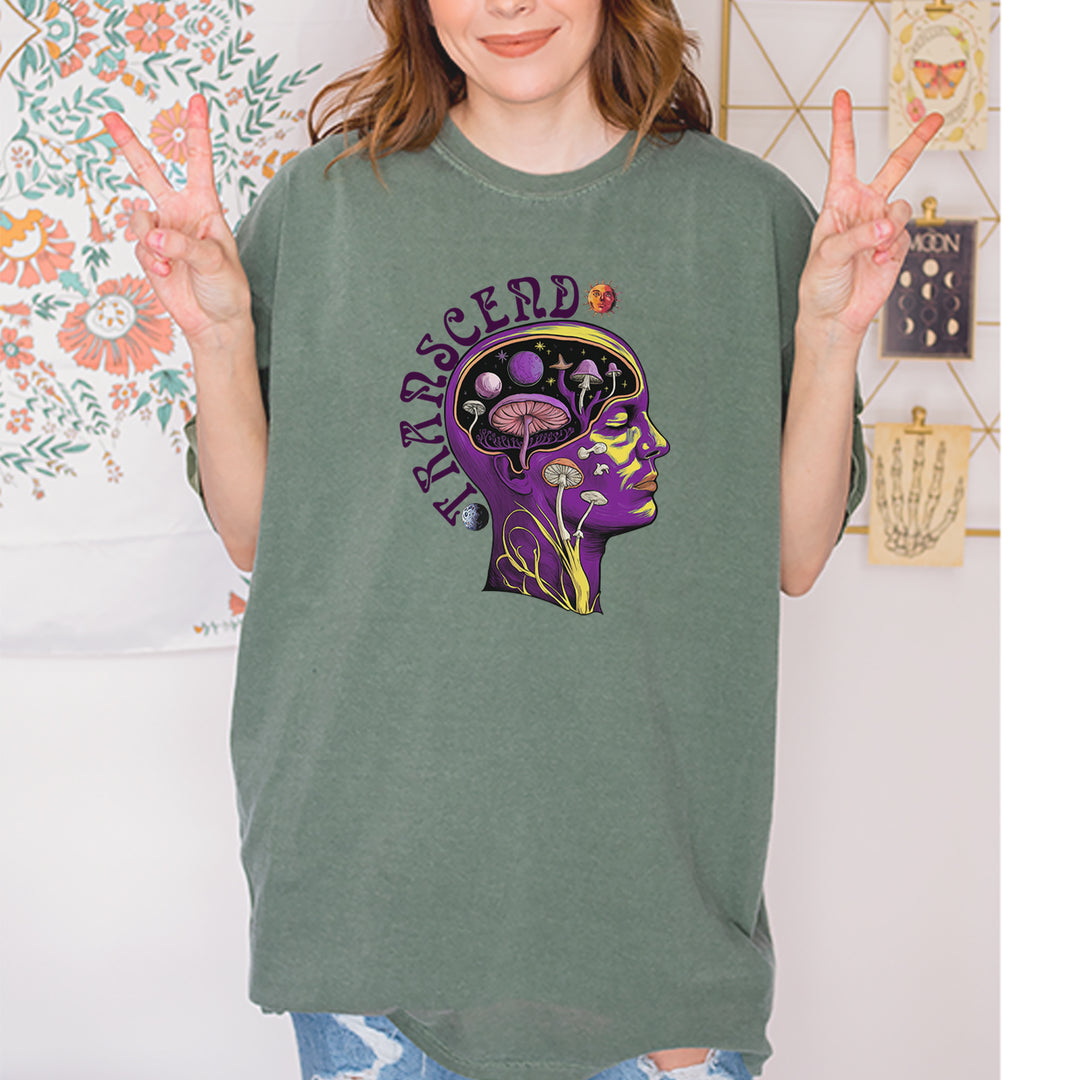 Psychedelic Cosmic Mushroom Head Vintage Soft Unisex T-shirt 