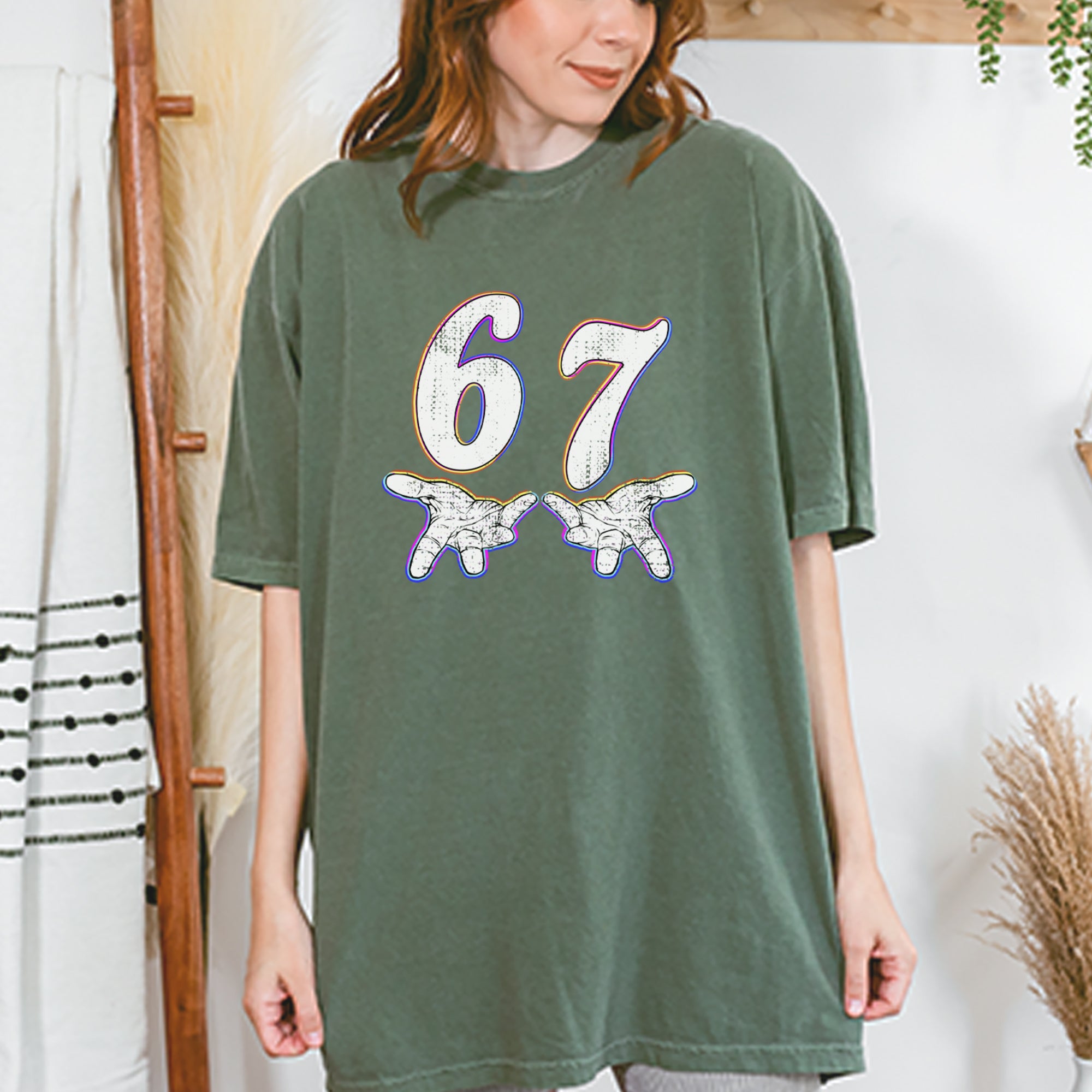 67 Hands Meme Viral Drill Vintage Soft Unisex T-shirt 
