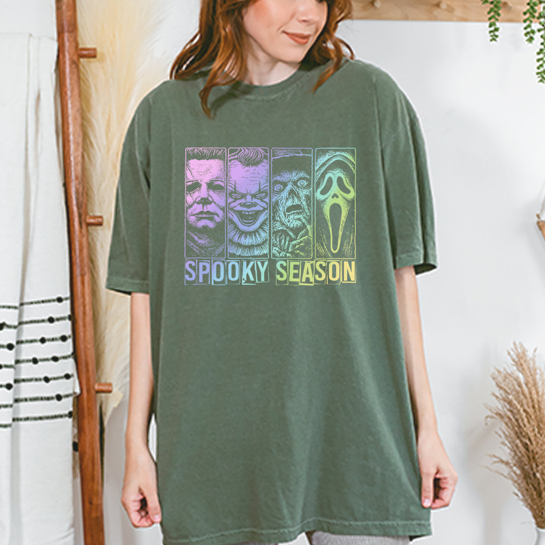 Spooky Season Horror Icons Halloween Vintage Soft Unisex T-shirt 