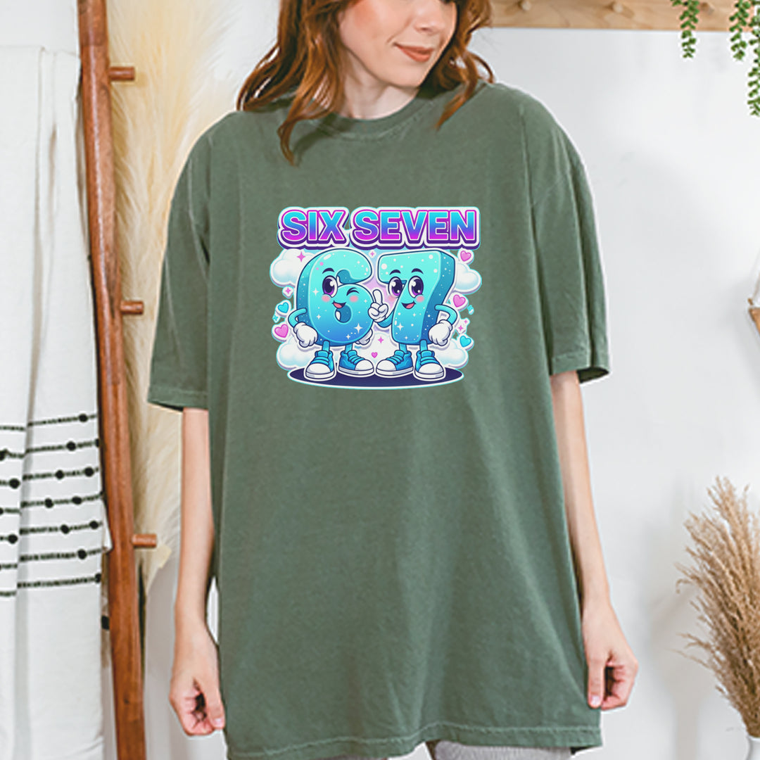 67 Six Seven Meme Kawaii Cloud Vintage Soft Unisex T-shirt 
