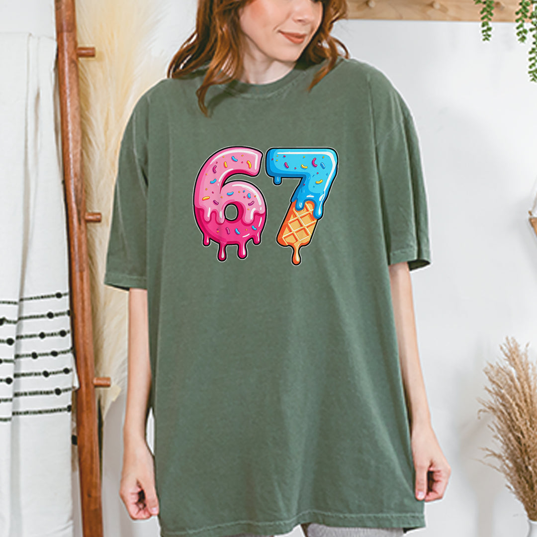 67 Dripping Ice Cream Donut Melt Vintage Soft Unisex T-shirt 