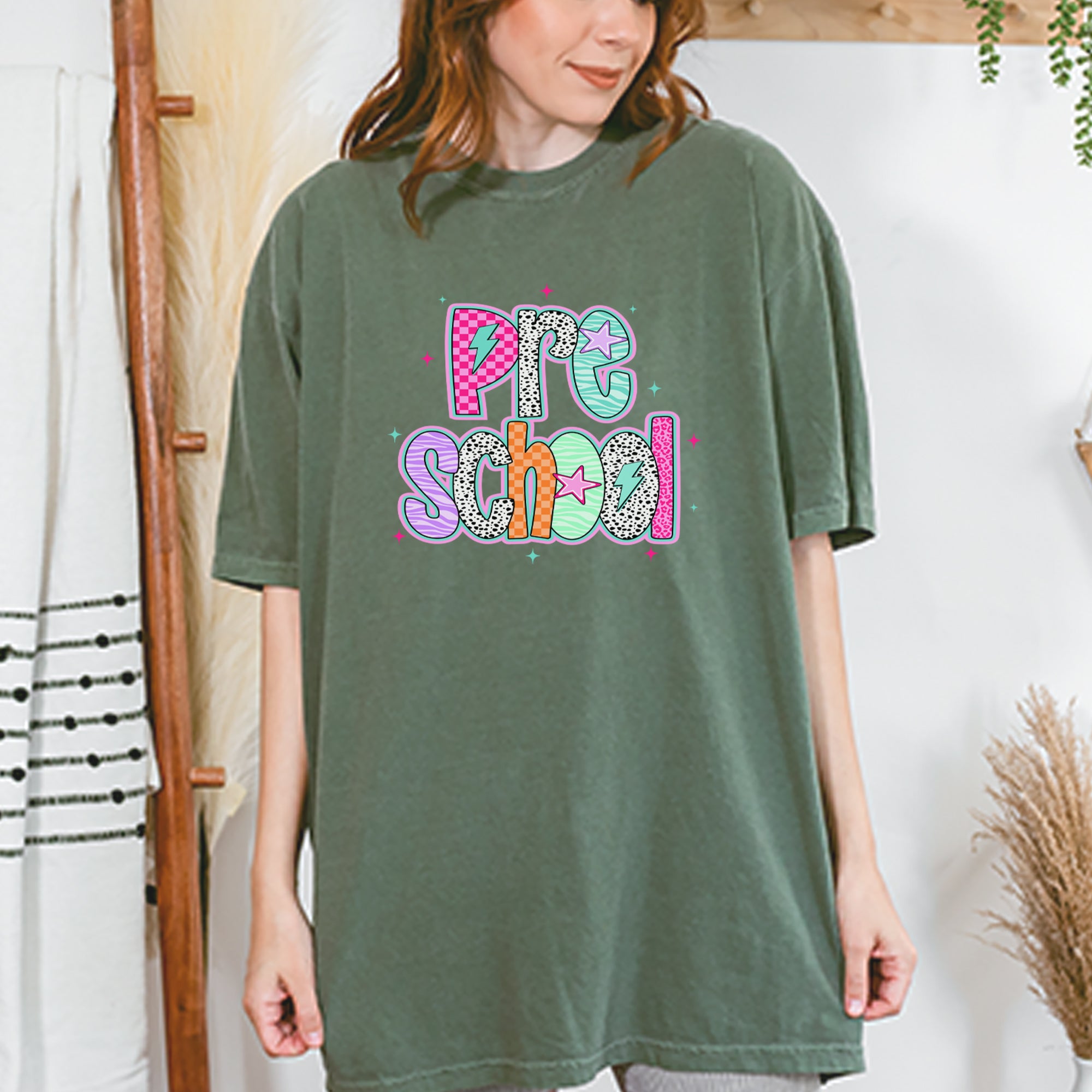 Preschool Power Colorful Back to School Vintage Soft Unisex T-shirt 