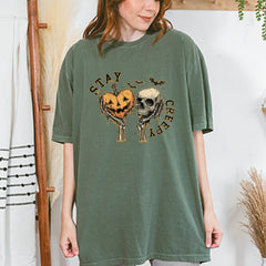 Stay Creepy Skull and Pumpkin Halloween Vintage Soft Unisex T-shirt 