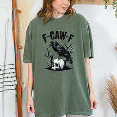 F-Caw-F Crow On Skull F-ck Off Gothic Vintage Soft Unisex T-shirt 