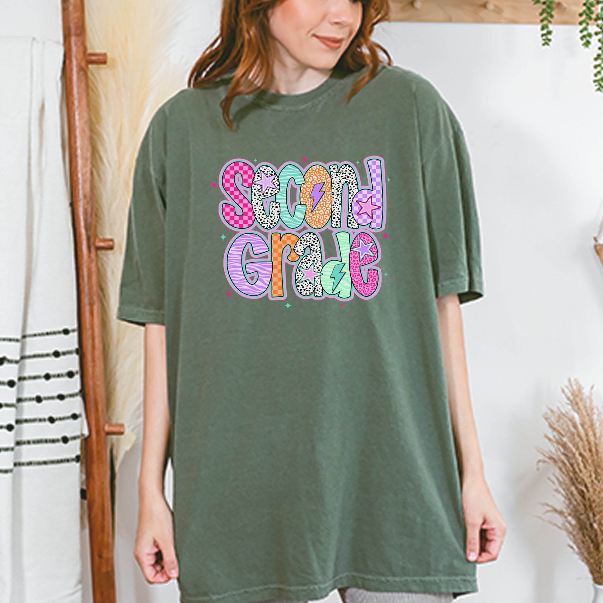 Second Grade Star Colorful Back to School Vintage Soft Unisex T-shirt 