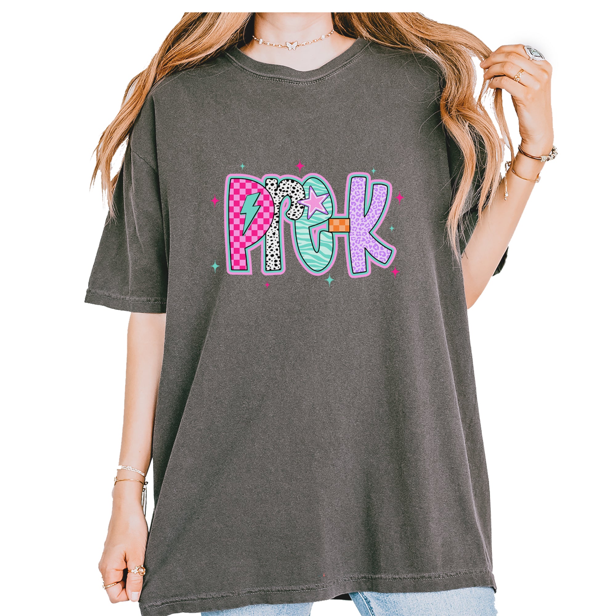Pre-K Party Time Colorful Back to School Vintage Soft Unisex T-shirt Pepper