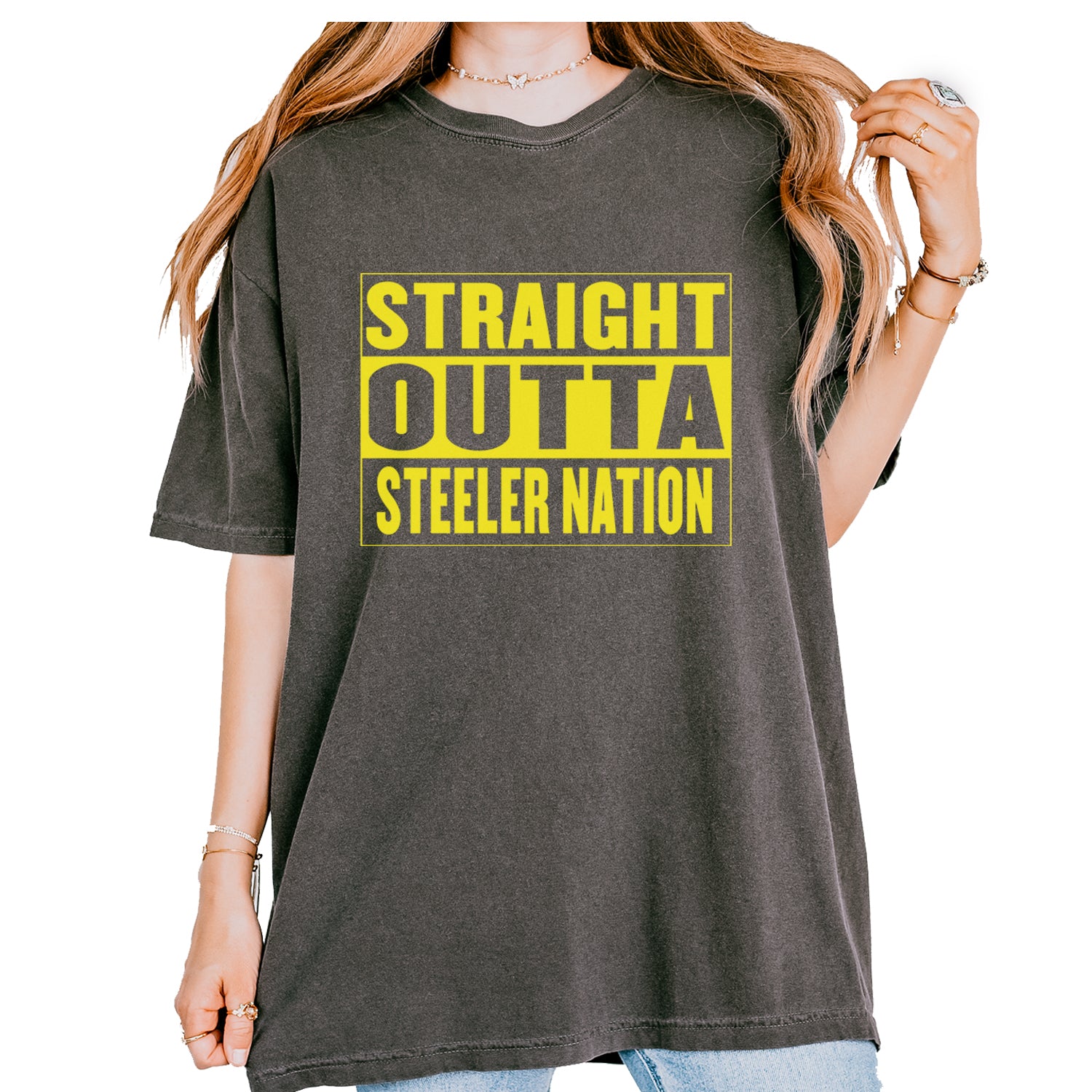 Straight Outta Steeler Nation Football  Vintage Soft Unisex T-shirt Pepper