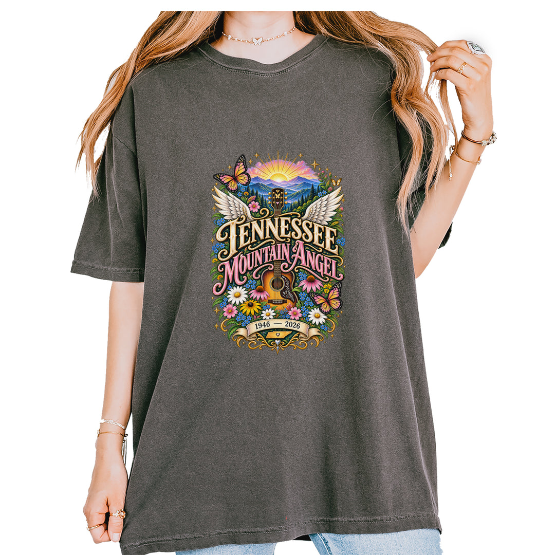 Tennessee Mountain Angel Wings Dolly Vintage Soft Unisex T-shirt Pepper