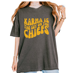 Karma Is The Guy On The Chiefs Boyfriend Vintage Soft Unisex T-shirt Pepper