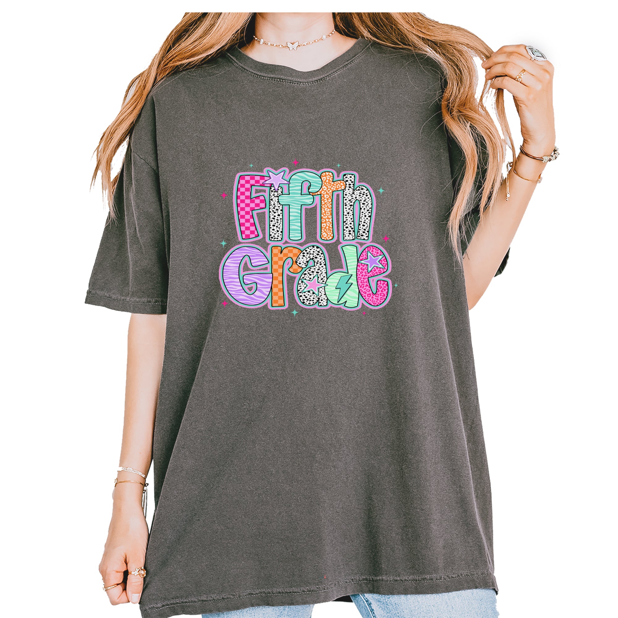 Fifth Grade Fly Colorful Back to School Vintage Soft Unisex T-shirt Pepper
