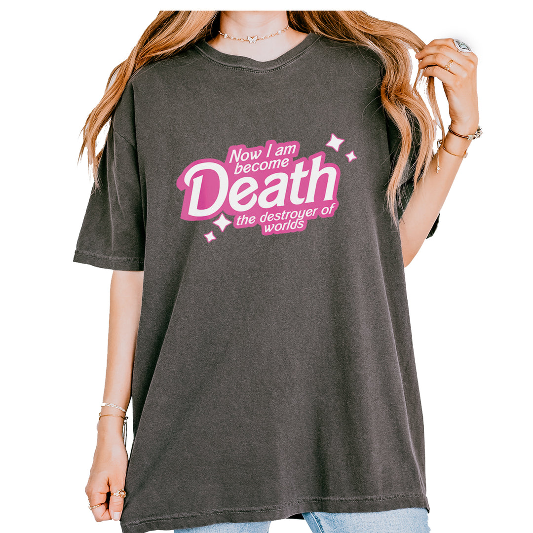 Tie-dye burst pop-style quote artwork with sparkly accents on Comfort Colors 1717 garment-dyed heavyweight unisex T-shirt