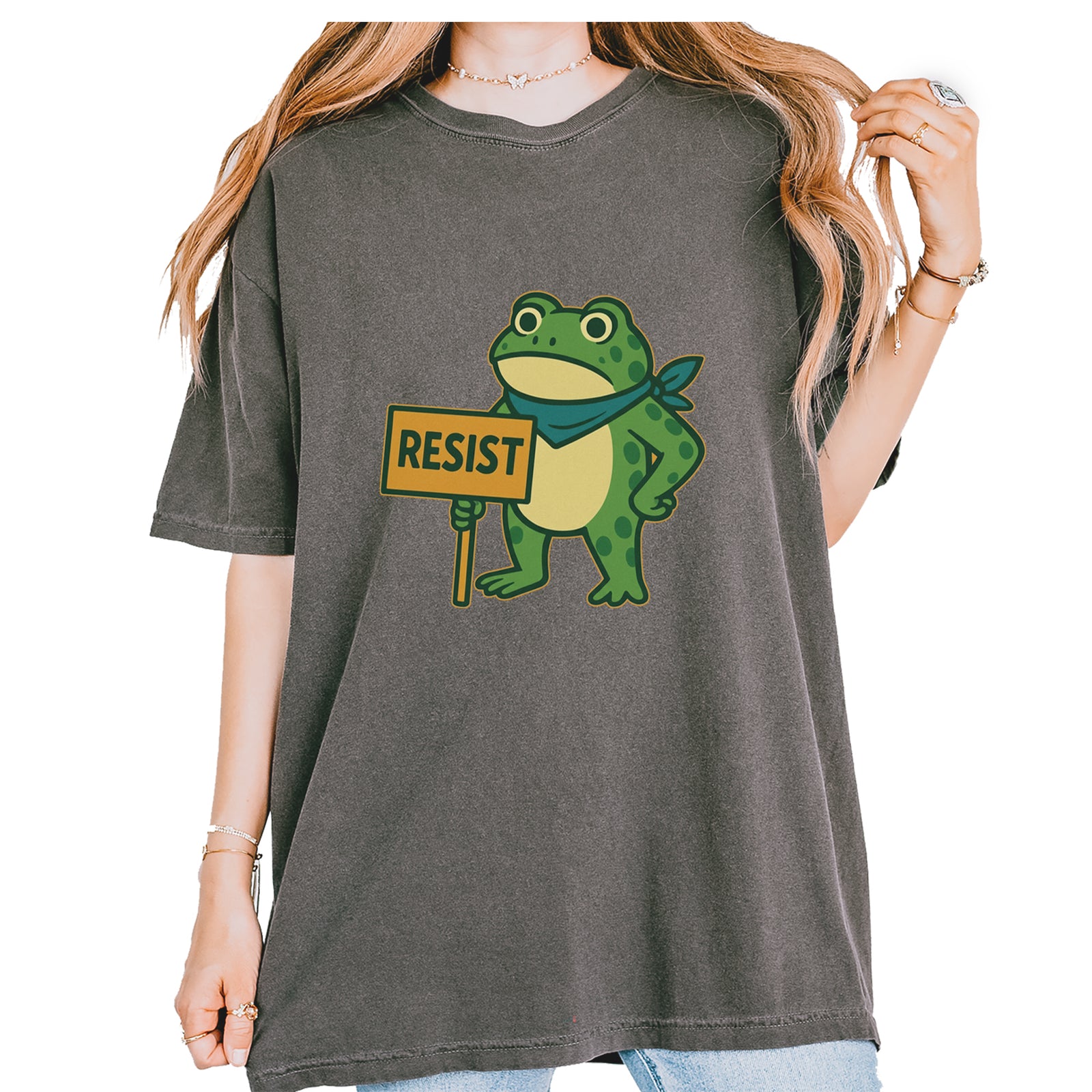 Sign Resist Meme Frog Protest Vintage Soft Unisex T-shirt Pepper