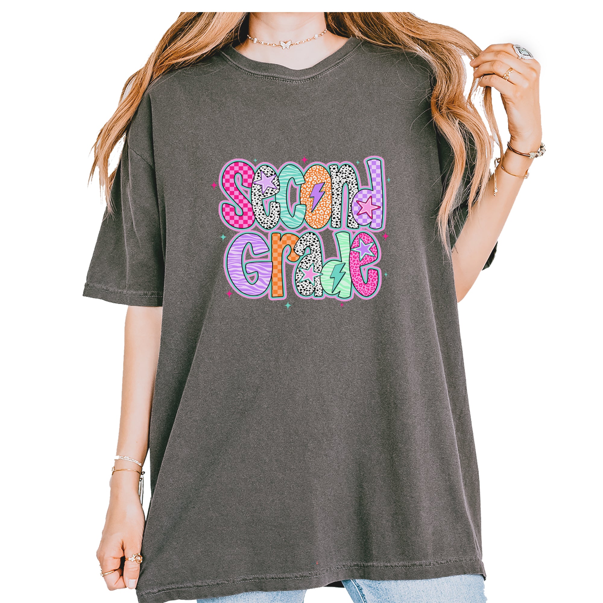 Second Grade Star Colorful Back to School Vintage Soft Unisex T-shirt Pepper