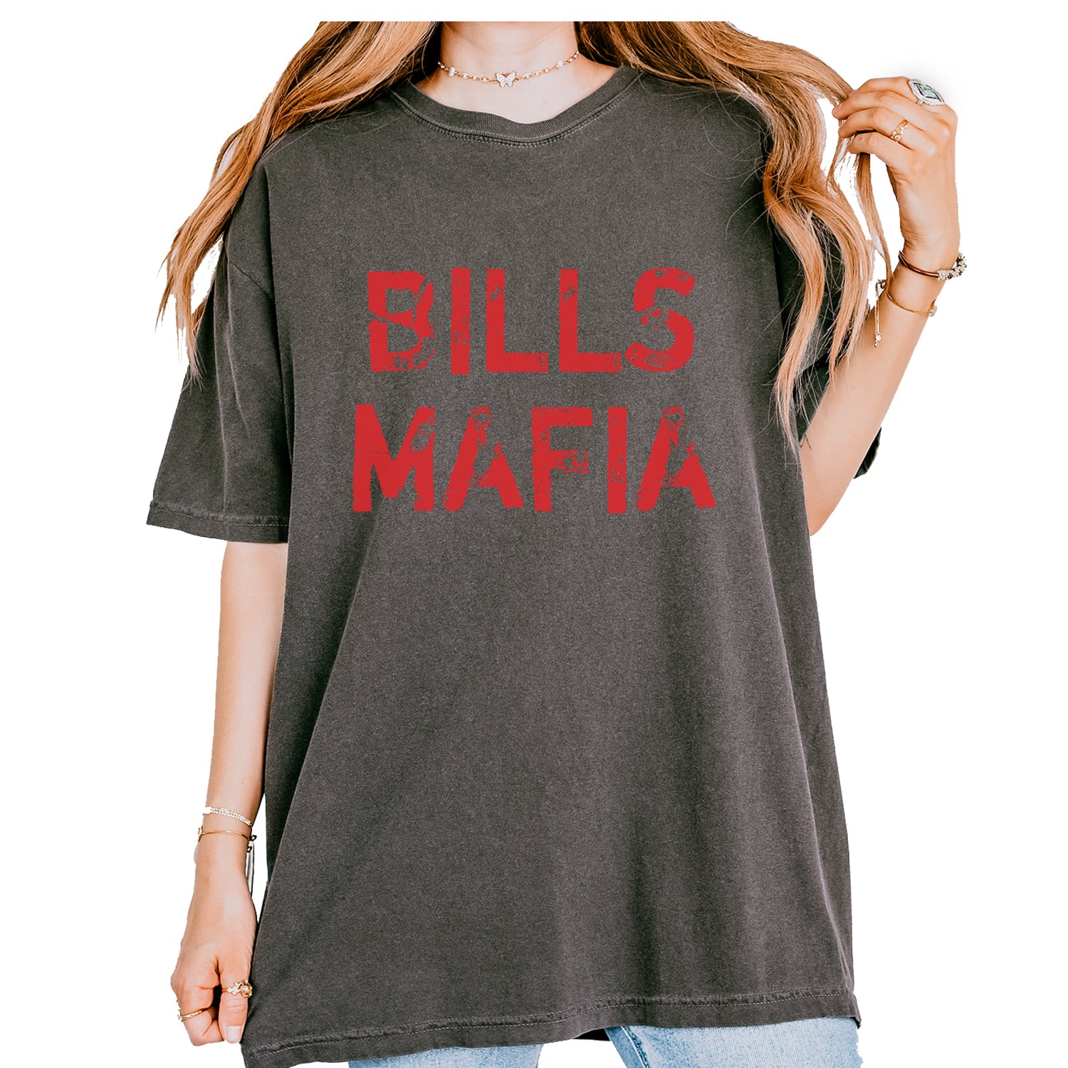 Distressed Bills Mafia Football Vintage Soft Unisex T-shirt Pepper