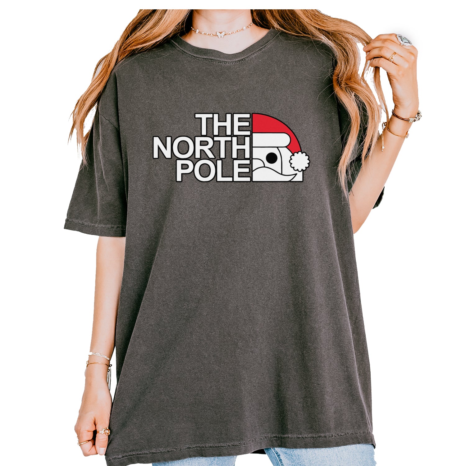 The North Pole Santa Face Vintage Soft Unisex T-shirt Pepper