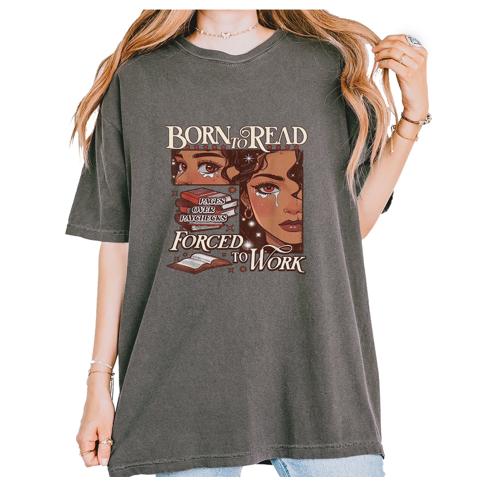 Born To Read Pages Over Paychecks Vintage Soft Unisex T-shirt Pepper