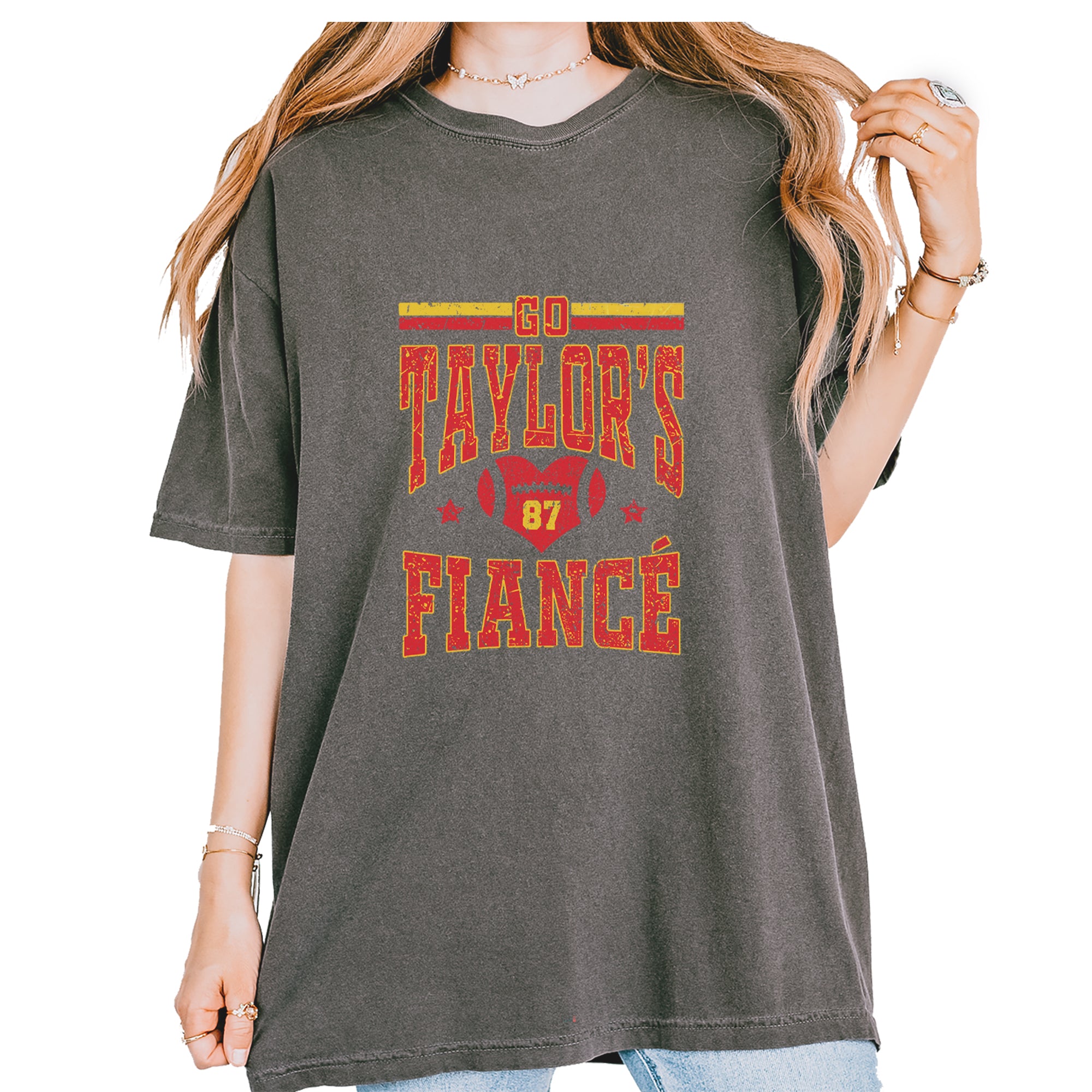 Go Taylor's Fiancé Engagement Game Day Vintage Soft Unisex T-shirt Pepper