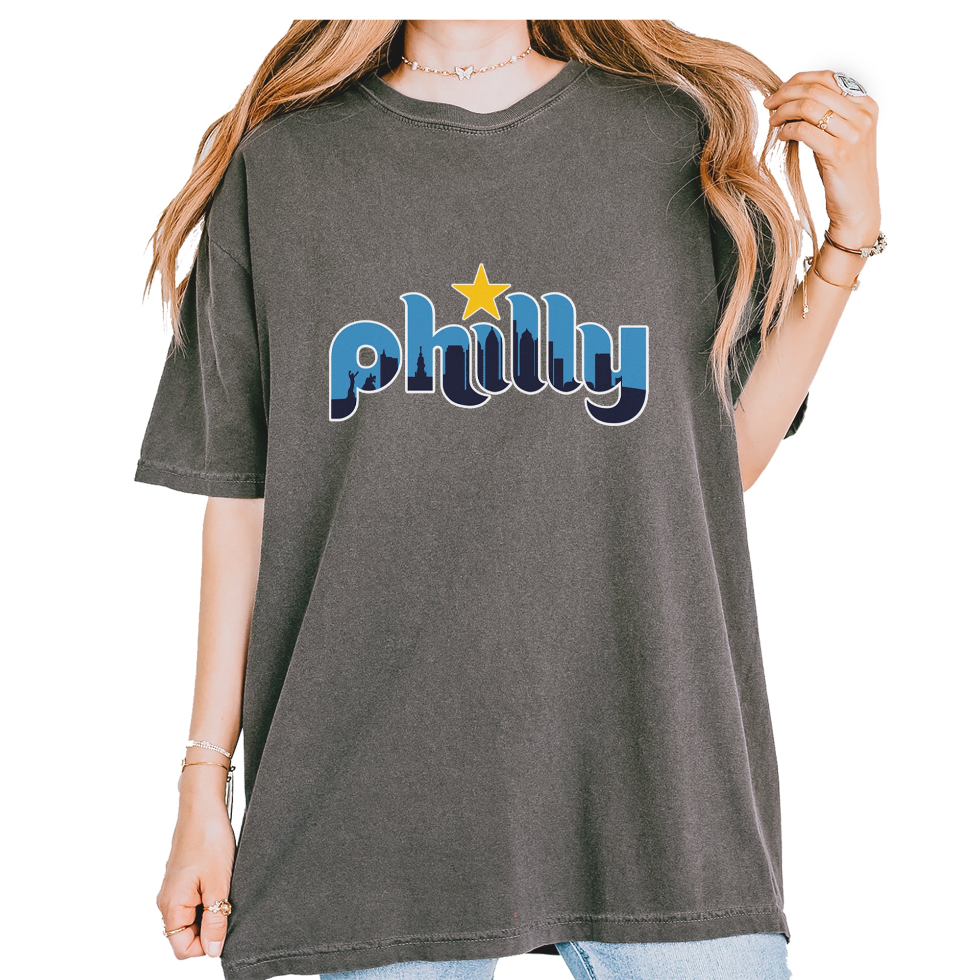 Skyline Philly Philadelphia Vintage Soft Unisex T-shirt Pepper