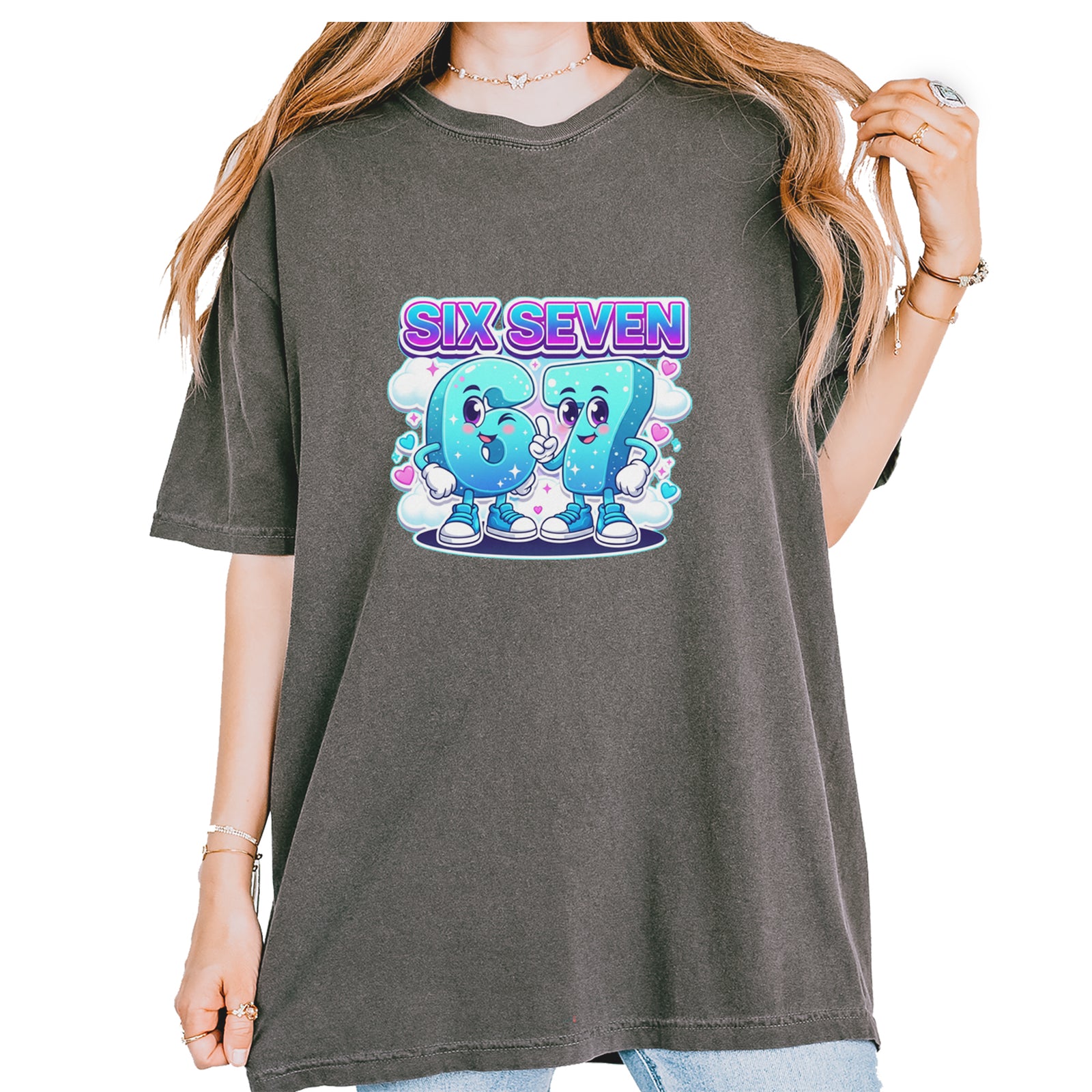 67 Six Seven Meme Kawaii Cloud Vintage Soft Unisex T-shirt Pepper