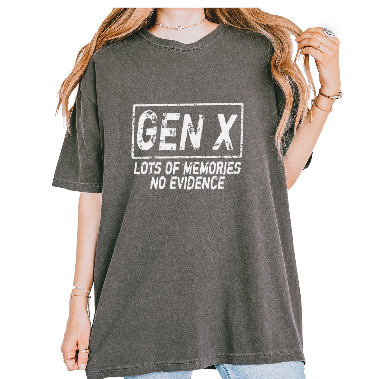 Gen X Lots of Memories No Evidence Nostalgia Vintage Soft Unisex T-shirt Pepper