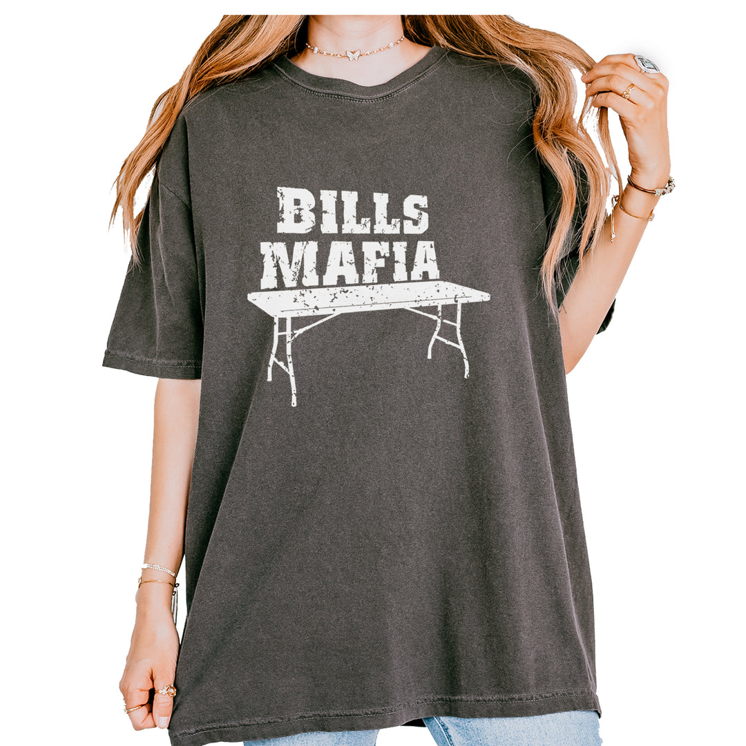 Bills Mafia Football Fan graphic on Garment-Dyed Heavyweight Unisex T-Shirt in Pepper