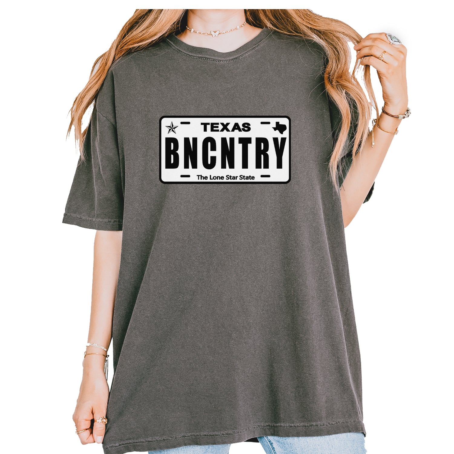 Texas License Plate BNCNTRY Vintage Soft Unisex T-shirt Pepper