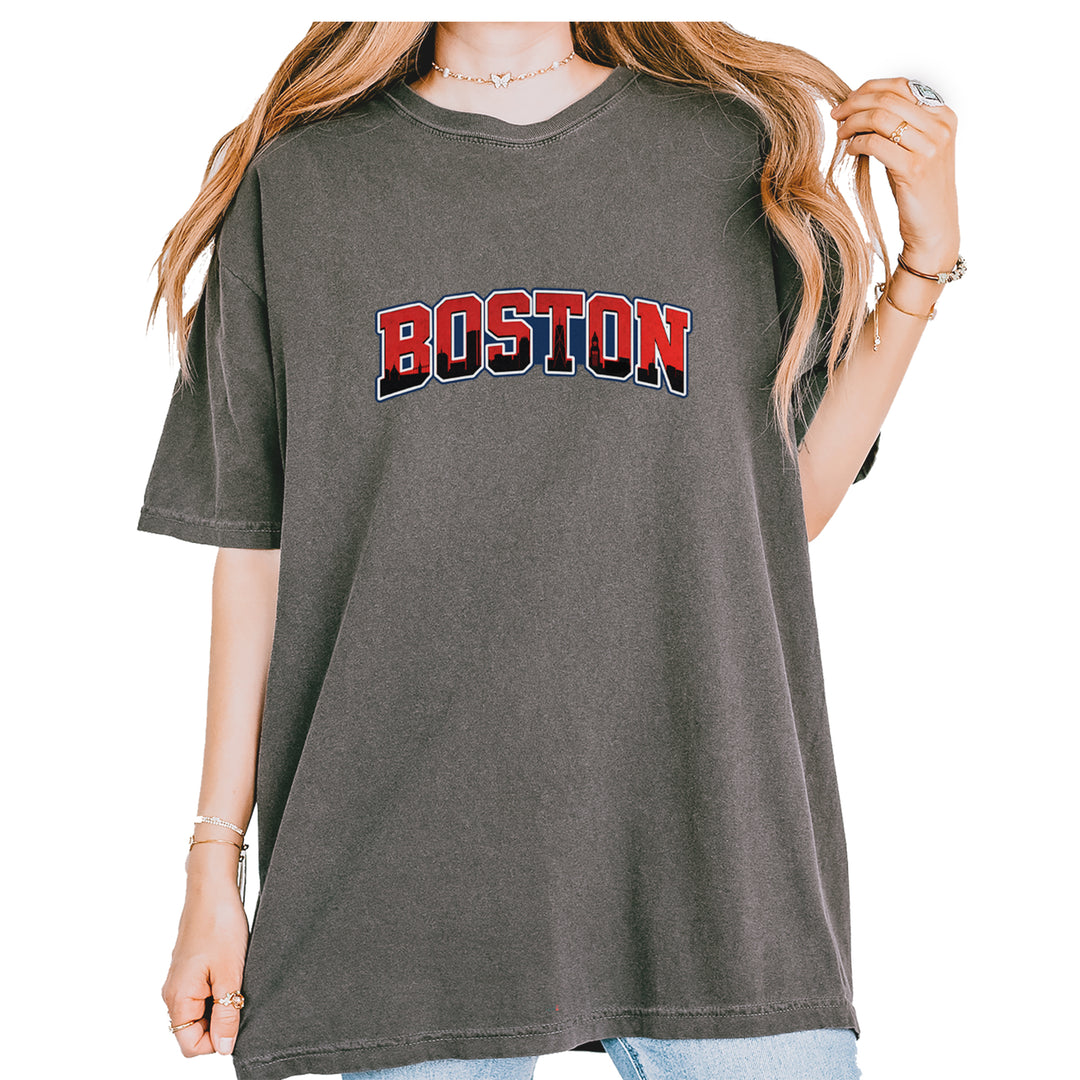 Boston City Pride Skyline Vintage Soft Unisex T-shirt Pepper