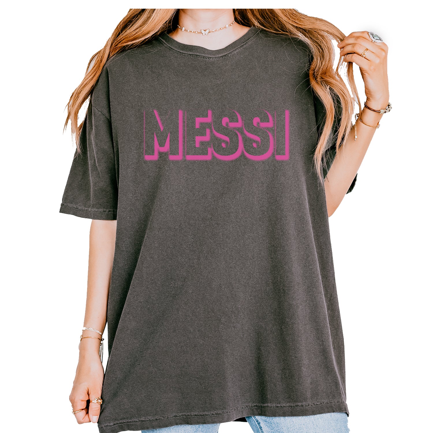 Messi OUTLINE Miami Futbol Vintage Soft Unisex T-shirt Pepper