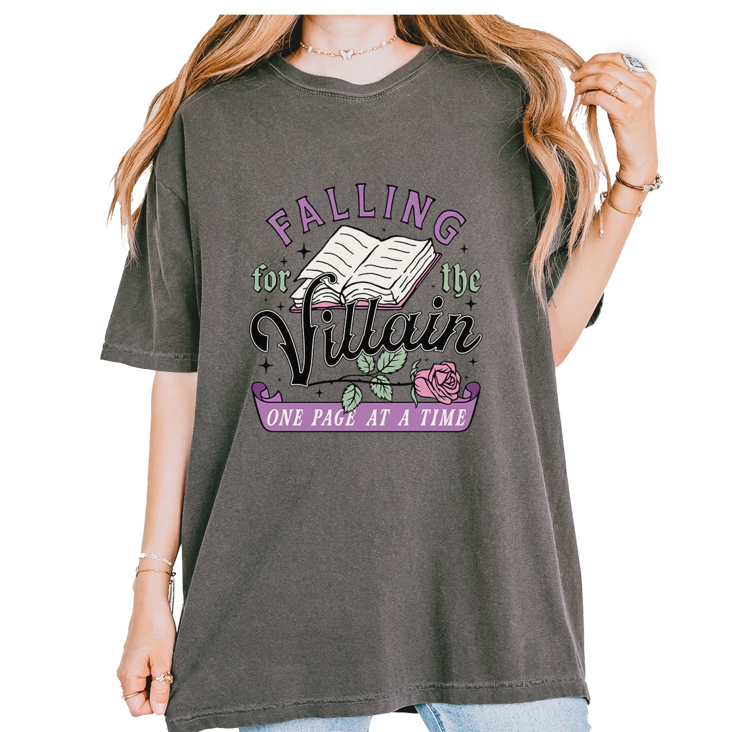 Falling For The Villain One Page At A Time Vintage Soft Unisex T-shirt Pepper