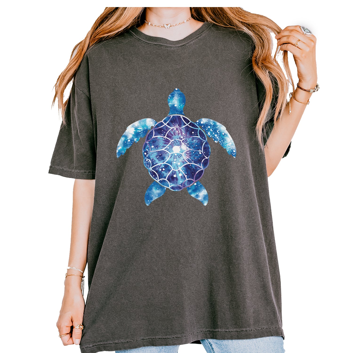 Ocean Aura Tie-Dye Sea Turtle Vintage Soft Unisex T-shirt Pepper
