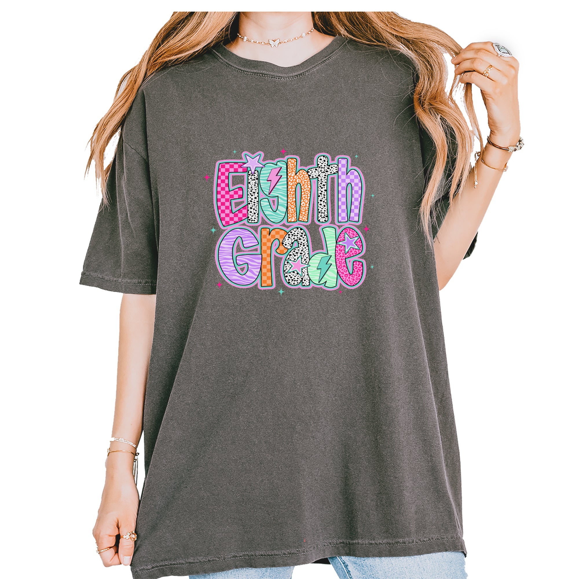 Eighth Grade Energy Colorful Back to School Vintage Soft Unisex T-shirt Pepper