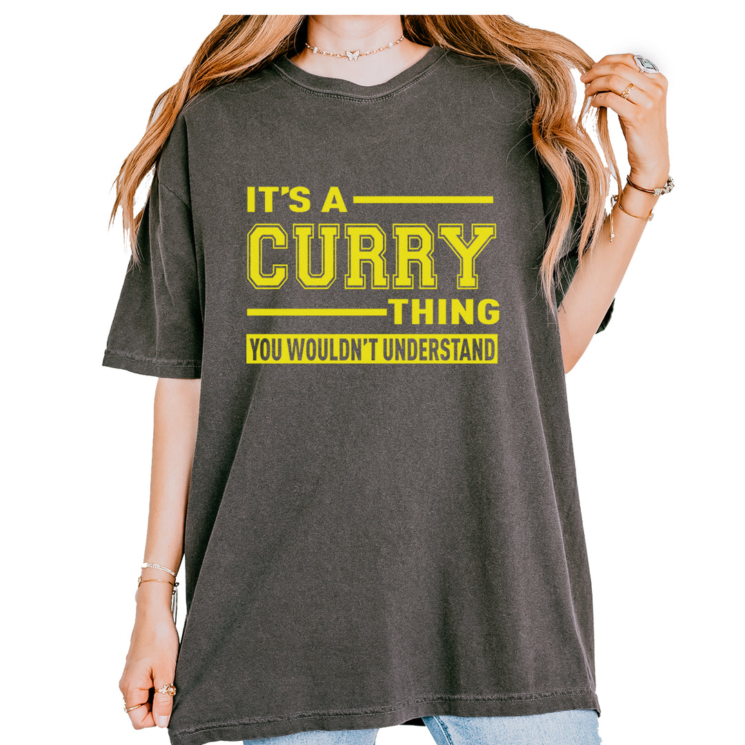 It's A Curry Thing, You Wouldn't Understand Basketball graphic on Garment-Dyed Heavyweight Unisex T-Shirt in Pepper