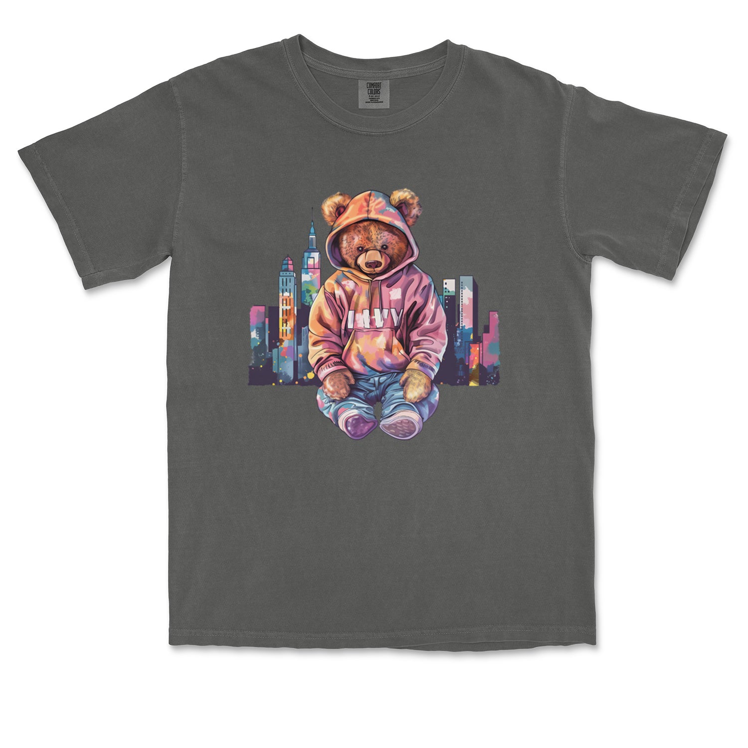 City Skyline Urban Graffiti Bear Vintage Soft Unisex T-shirt 