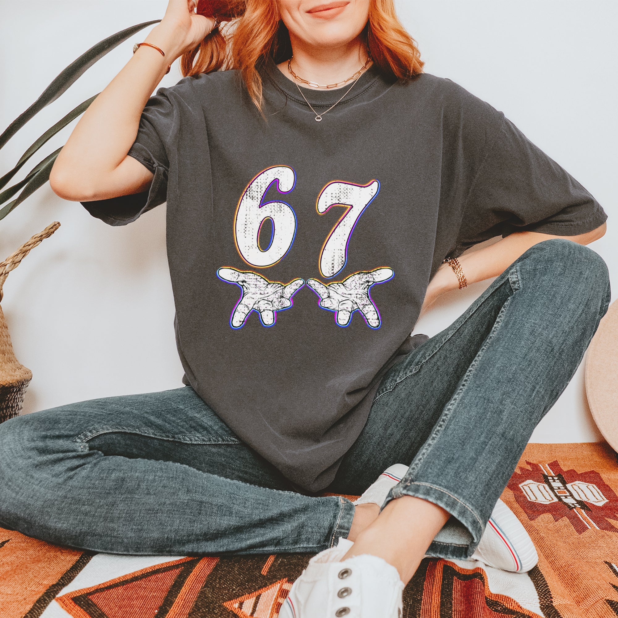 67 Hands Meme Viral Drill Vintage Soft Unisex T-shirt 