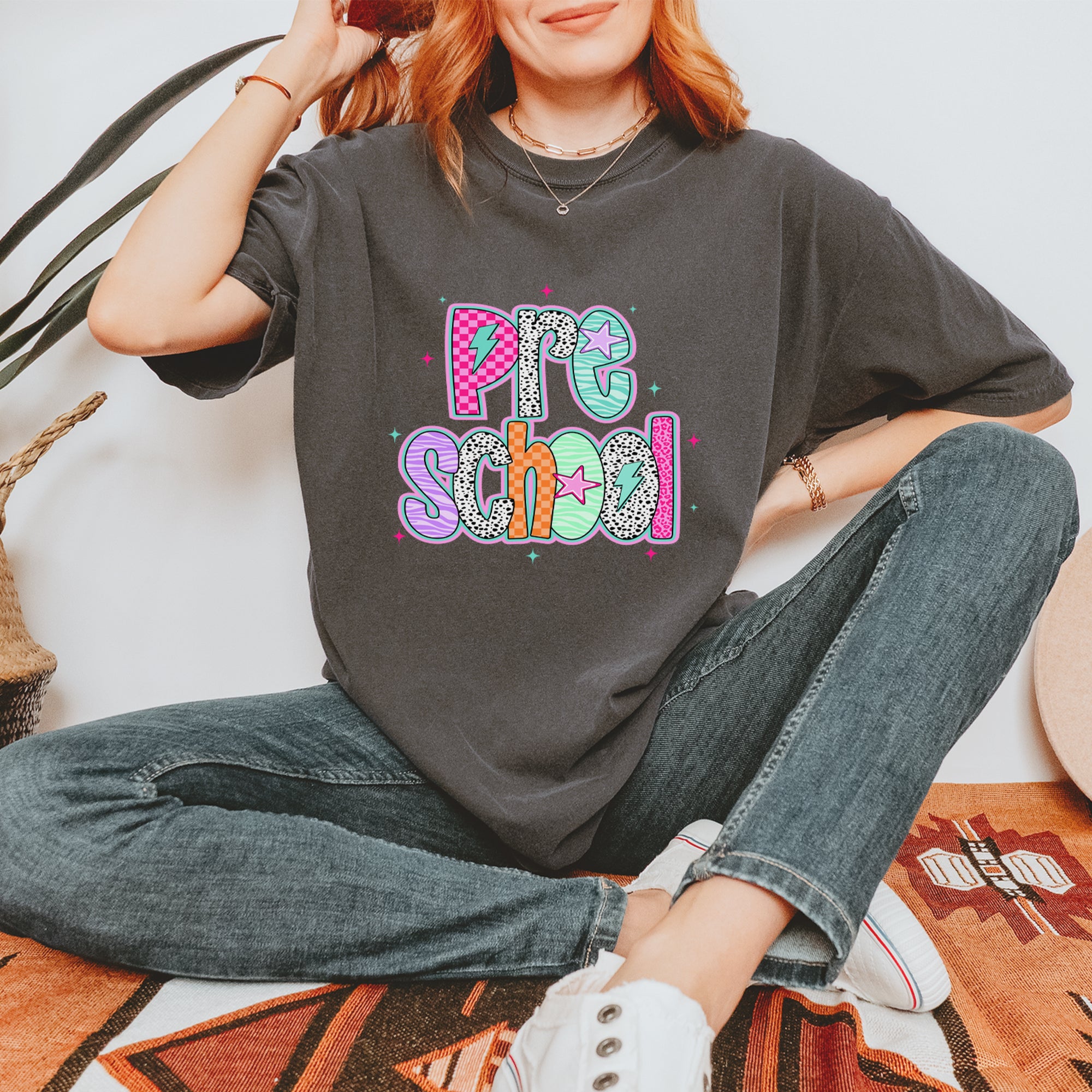 Preschool Power Colorful Back to School Vintage Soft Unisex T-shirt 