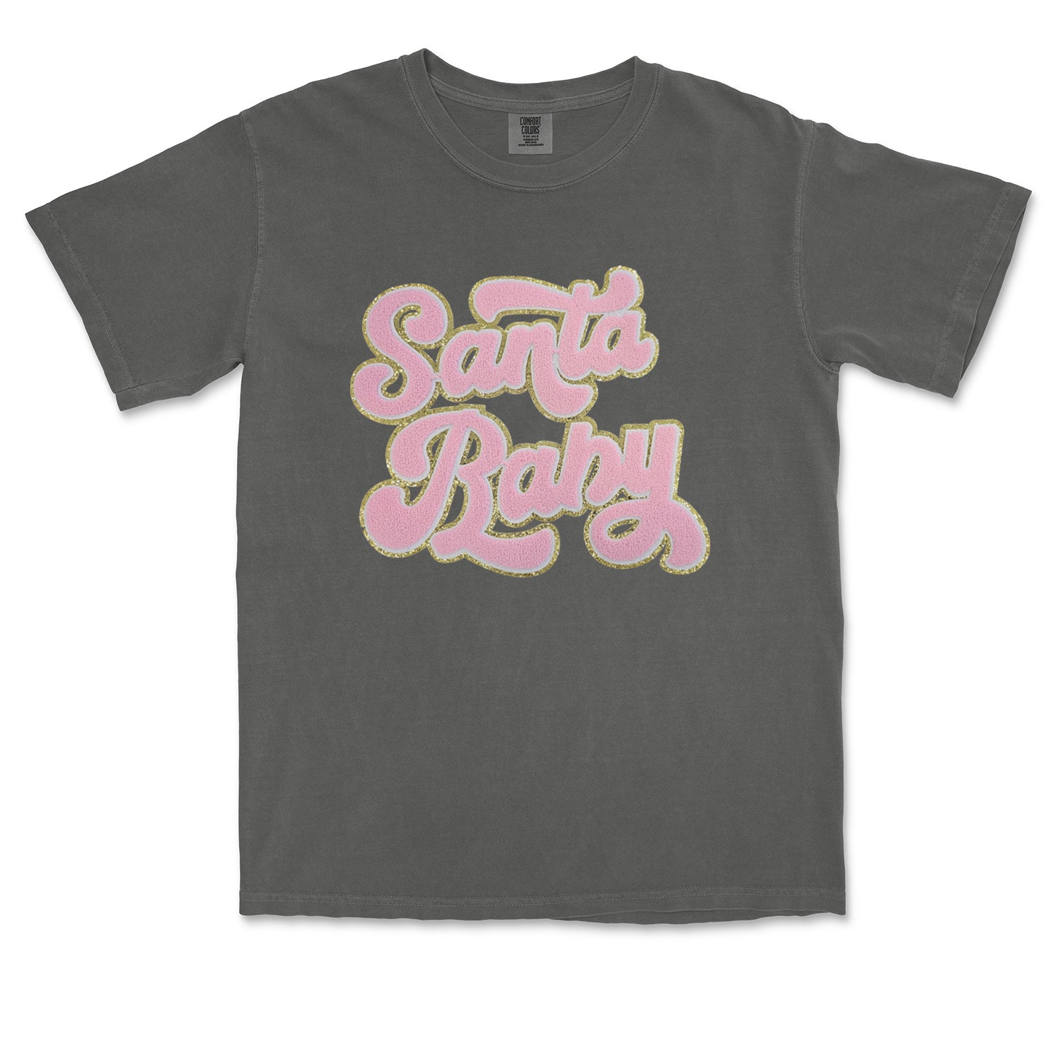 Pink Santa Baby Chenille Patch Vintage Soft Unisex T-shirt 