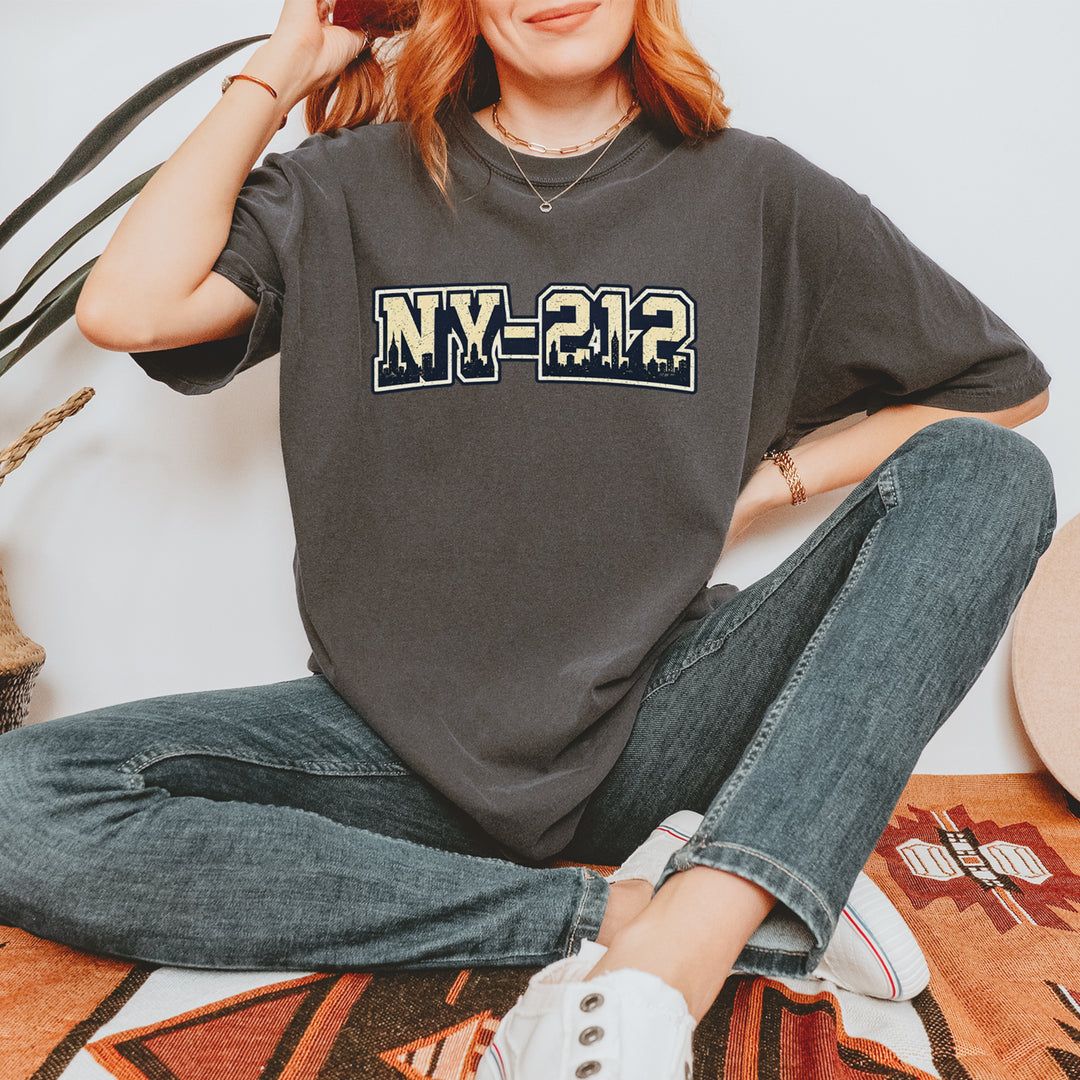 New York City 212 Area Code Skyline  Vintage Soft Unisex T-shirt 