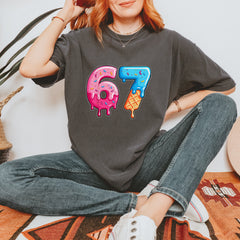 67 Dripping Ice Cream Donut Melt Vintage Soft Unisex T-shirt 