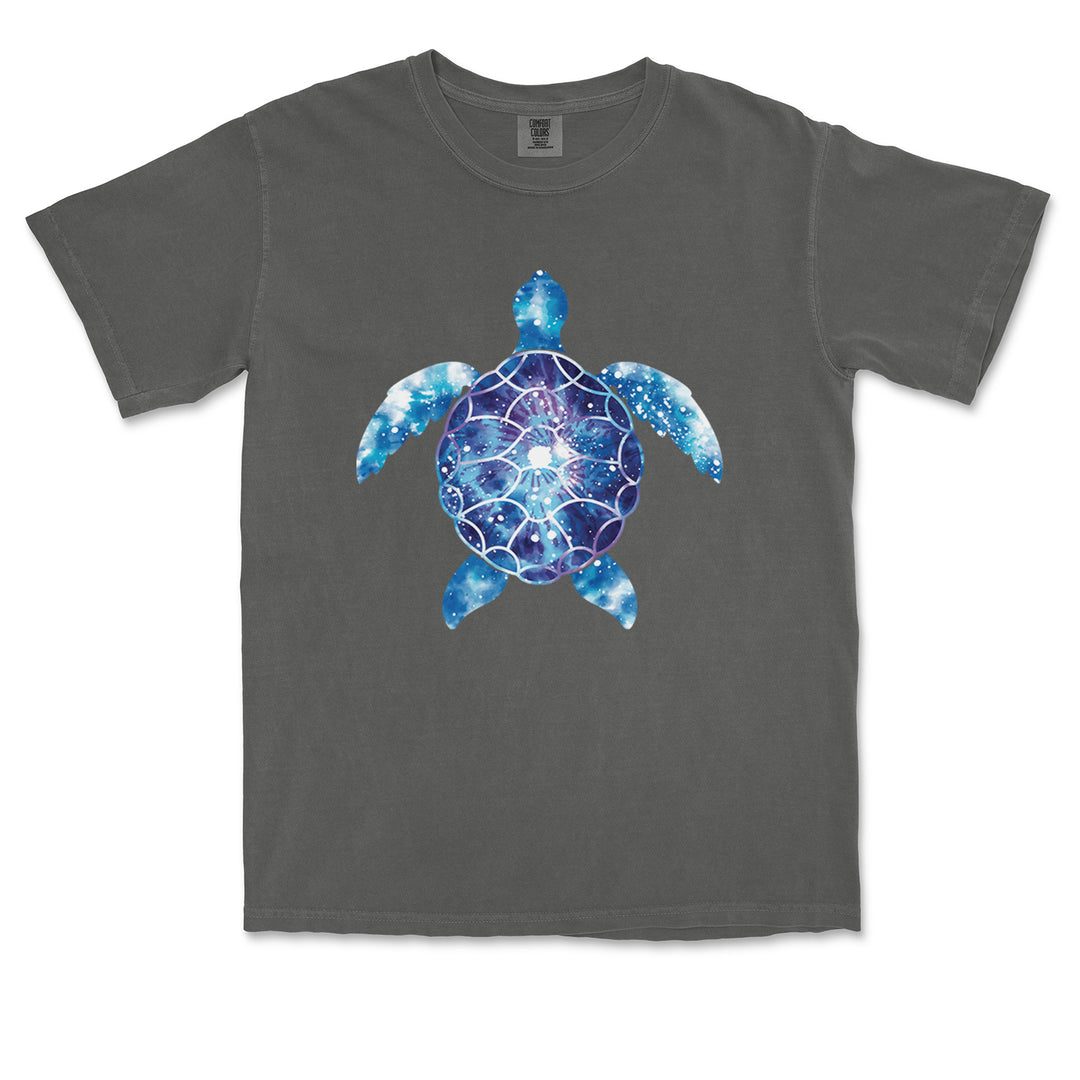 Ocean Aura Tie-Dye Sea Turtle graphic on Garment-Dyed Heavyweight Unisex T-Shirt alternate view 2