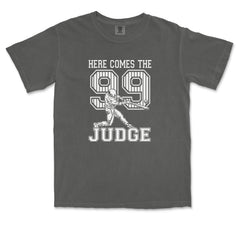 Here Comes The Judge 99 NY Baseball graphic on Garment-Dyed Heavyweight Unisex T-Shirt