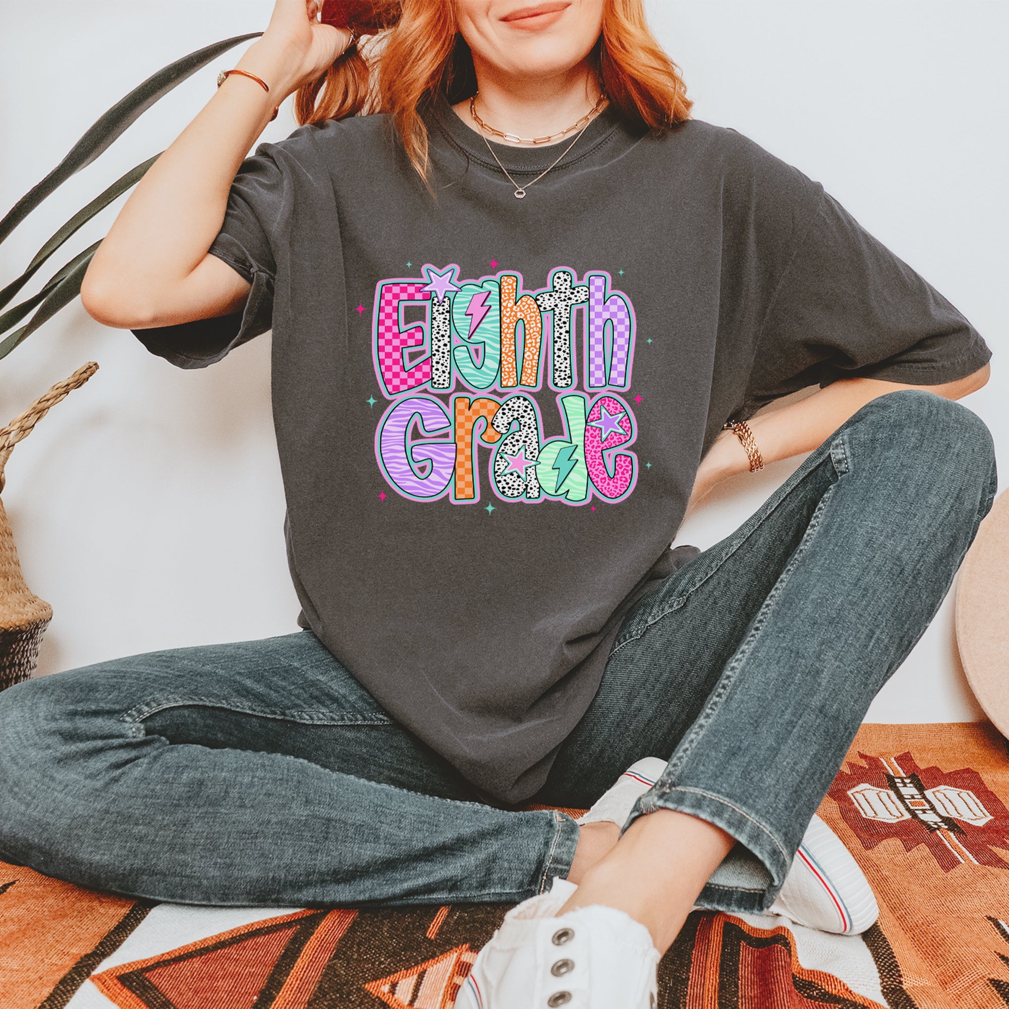 Eighth Grade Energy Colorful Back to School Vintage Soft Unisex T-shirt 
