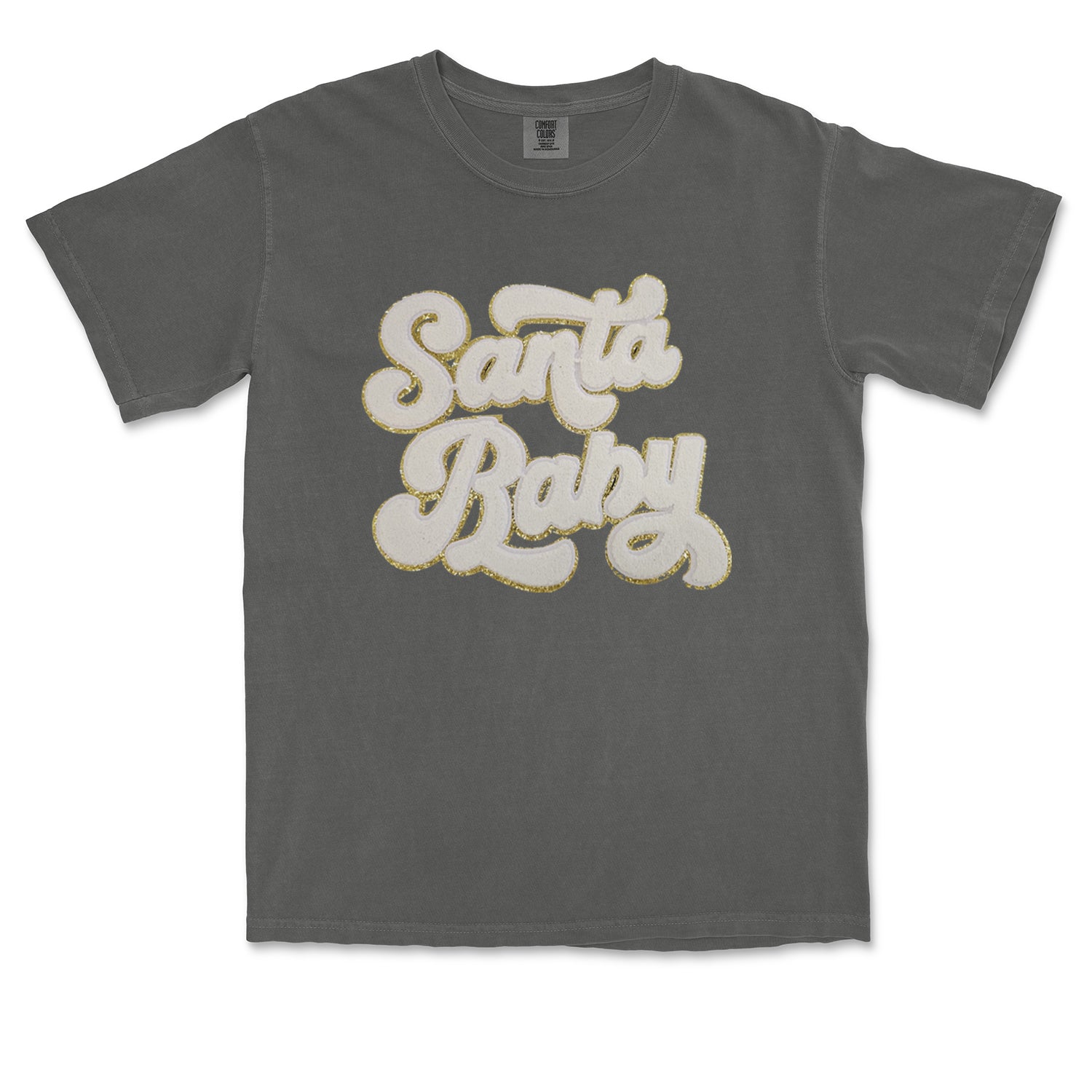 White Santa Baby Chenille Patch Vintage Soft Unisex T-shirt Pepper