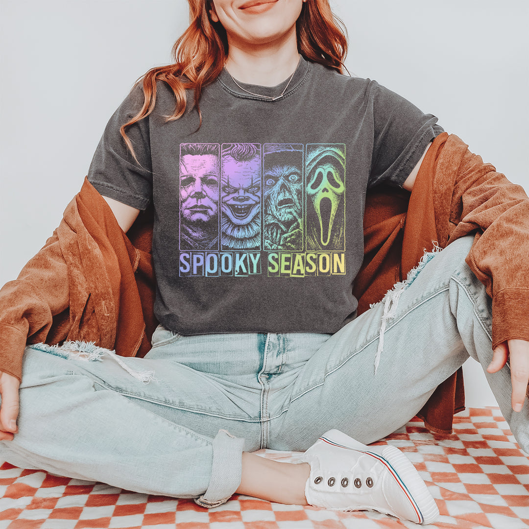 Spooky Season Horror Icons Halloween Vintage Soft Unisex T-shirt 