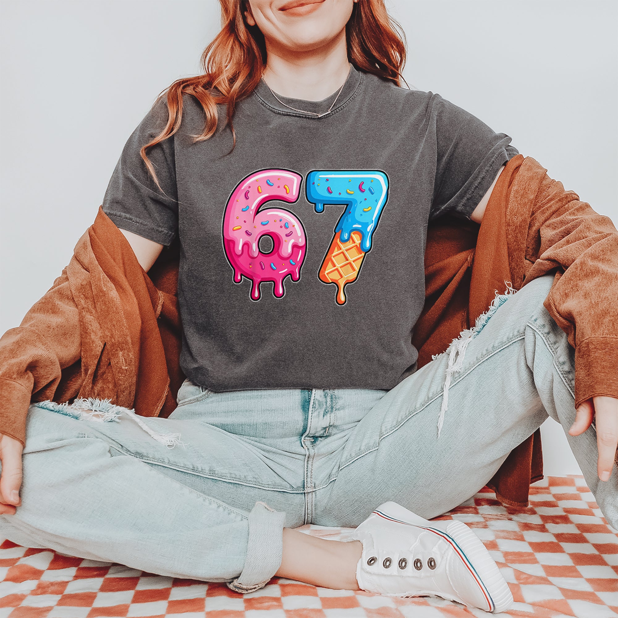 67 Dripping Ice Cream Donut Melt Vintage Soft Unisex T-shirt 
