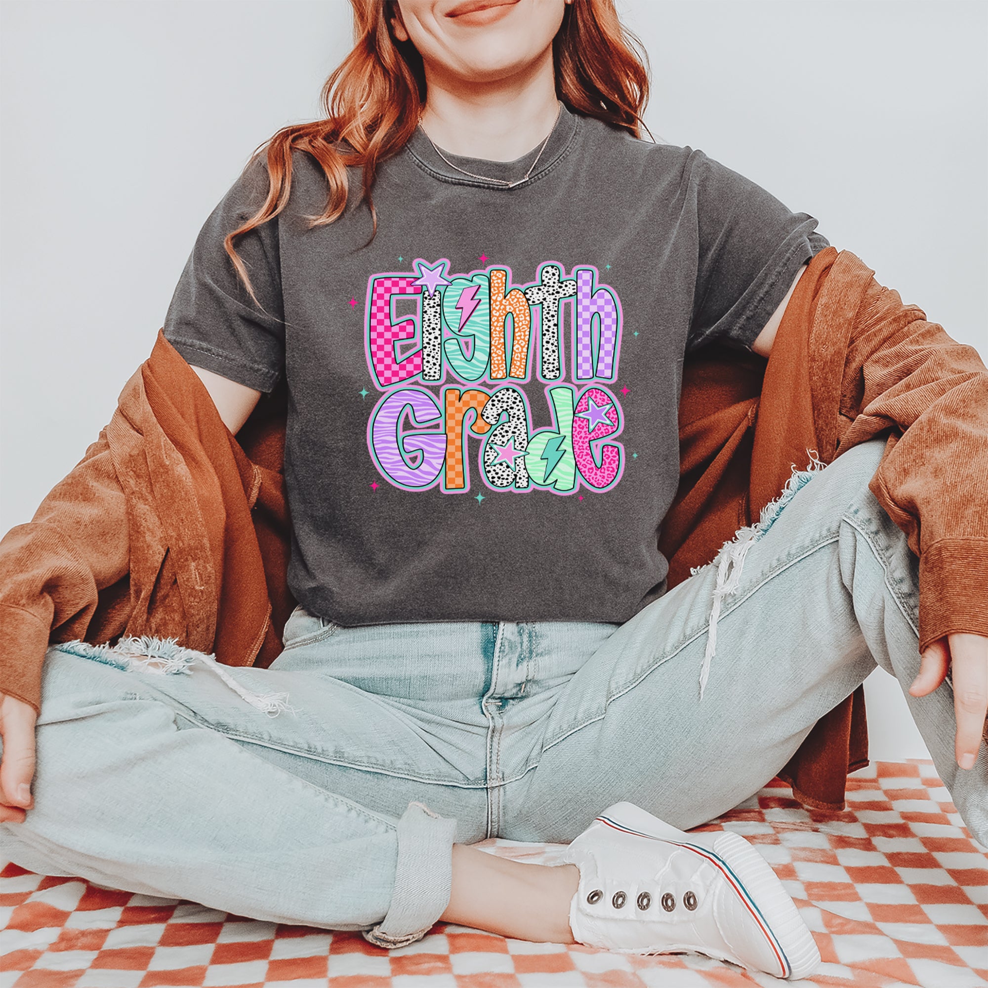 Eighth Grade Energy Colorful Back to School Vintage Soft Unisex T-shirt 